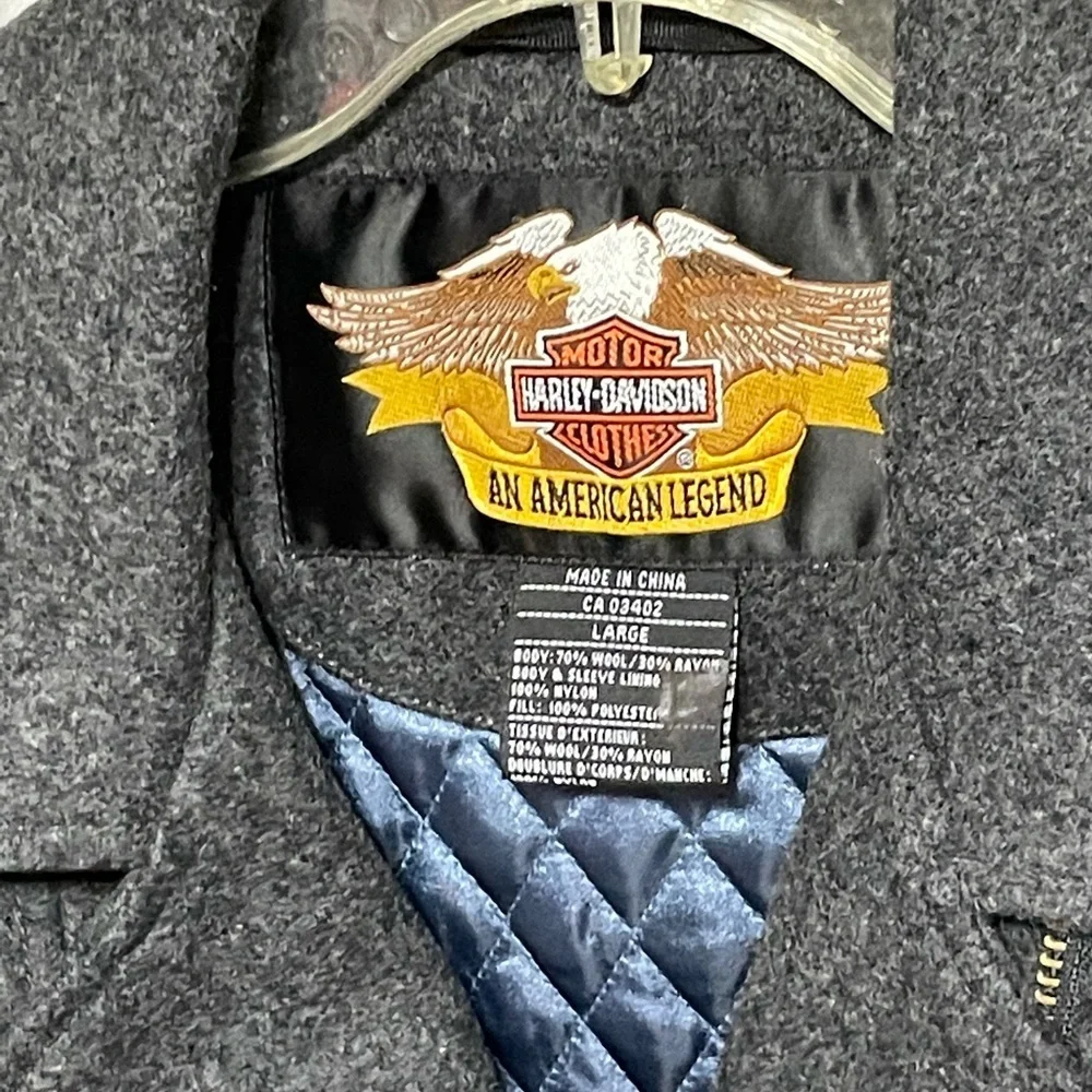 HARLEY DAVIDSON GREY WOOL/RAYON BLEND COAT - Picture 5 of 12